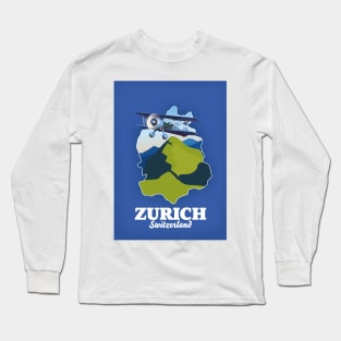 Zurich Region Switzerland map Long Sleeve T-Shirt